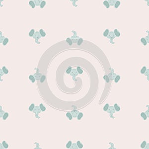 Elephant pattern seamless in freehand style. Head animals on colorful background. Vector illustration for textile