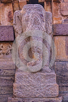 Elephant Pillar at the entrance of Upper Shivalaya temple, North Badami Fort photo