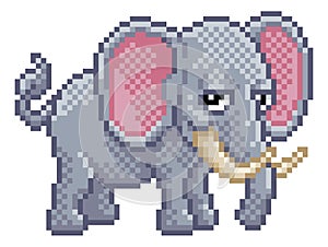 Elephant Pixel Art Arcade Video Game Cartoon