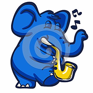 Elephant playing saxophone cartoon