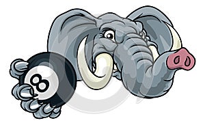 Elephant Pool 8 Ball Billiards Mascot Cartoon