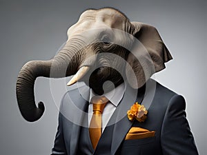 Elephant portrait in elegant suit