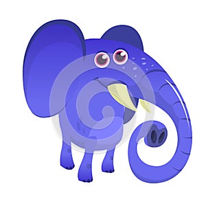 Pretty cartoon blue elephant. Vector illustration