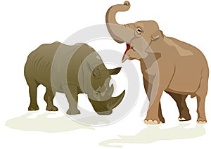 Elephant and rhino