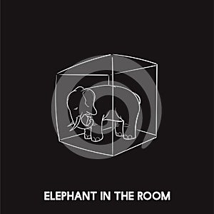 Elephant in the room idiom vector photo