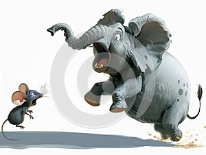 Elephant scared of a mouse