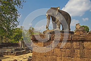 Elephant sculpture at East Mebon temple. Angkor, Cambodia