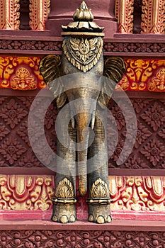 Elephant sculpture at temple in Cambodia