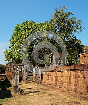 Elephant sculpture in the temple of East Mebon. Angkor, Cambodia