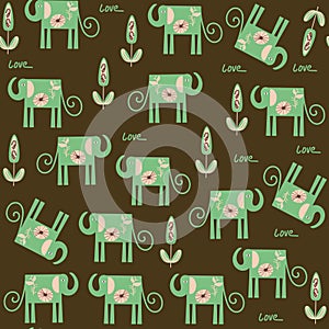 Elephant seamless pattern in vector. It is located in swatch menu