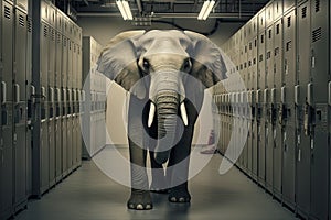 Elephant in the server room. Concept of the big data and digital fragility. Generated AI.