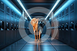 Elephant in the server room. Concept of the big data and digital fragility. Generated AI.
