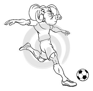 Elephant Soccer Football Player Sports Mascot