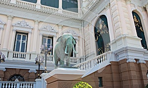 The elephant statue brfore the Grand Palace, complex of buildings at the heart of Bangkok, Thailand.