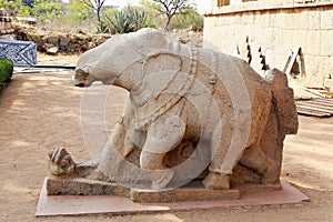 Elephant Statue, Elephant Stables, Lotus Mahal, Hampi, near Hospete, Karnataka, India