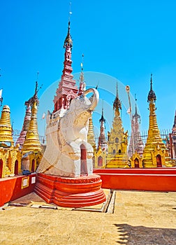 The elephant statue in Kakku Pagodas complex, Myanmar