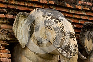 Elephant statues in Sukhothai historical park, Thailand