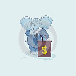 Elephant sticker emoticon behind podium
