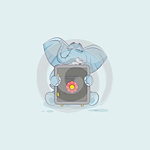 Elephant sticker emoticon hugs safe with money