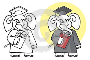 Elephant student with diploma