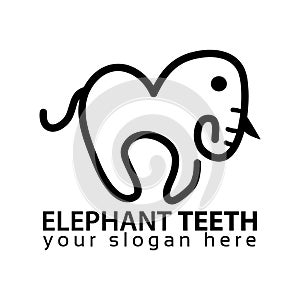 Elephant teeth logo stock logo template, flat design, line elephant