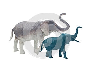 Elephant toys profile isolated on white background.