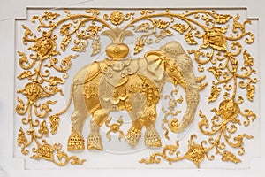 Elephant in traditional Thai style molding art