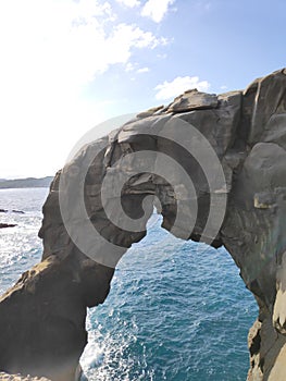 The Elephant Trunk Rock at the coast of Taiwan, Shenao, New Taipei, Taiwan