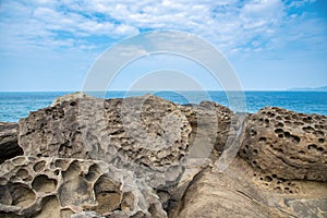 Elephant Trunk Rock in Shenao Keelung, New Taipei, Taiwan beside the ocean coast