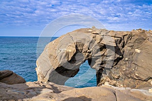 Elephant Trunk Rock in Shenao Keelung, New Taipei, Taiwan beside the ocean coast