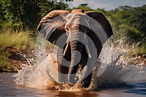 Elephant trunk wild large wildlife mammal pachyderm nature outdoors safari animal river photo