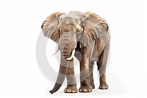 Elephant With Tusks Standing in Front of White Background photo