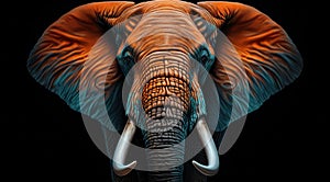 an elephant in tusks with white feathers