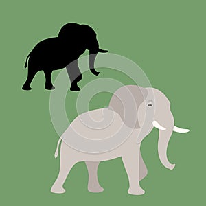 Elephant vector illustration flat style black silhouette profile