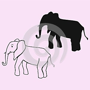 Elephant vector silhouette isolated