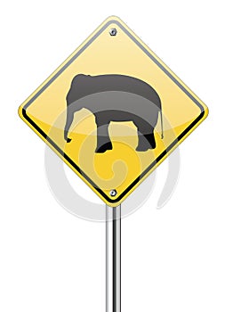 Elephant warning traffic sign