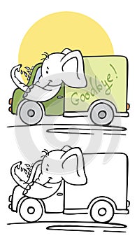 Elephant washes car and drives