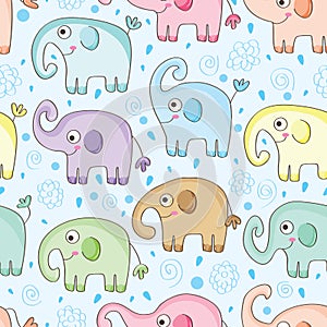 Elephant Water Seamless Pattern