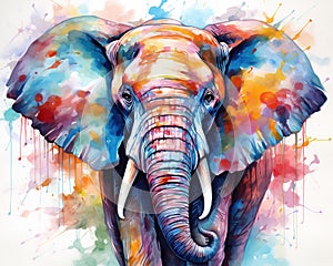The elephant watercolor pnting is by water color. photo