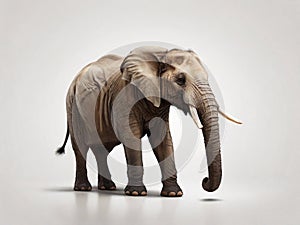 Elephant  on white background. Side view. 3d illustration