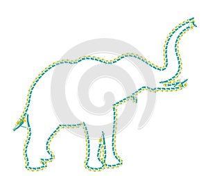 Elephant on the white background walking and calling friends