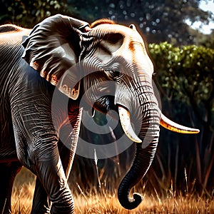 Elephant wild animal living in nature, part of ecosystem