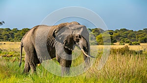 Elephant in the wild savannah