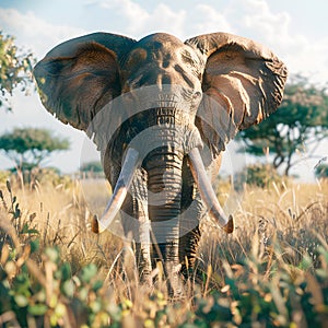 Elephant in the wild, wild nature and animals concept