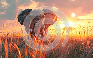 Elephant in the wild, wild nature and animals concept