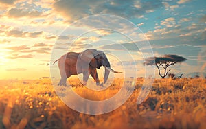 Elephant in the wild, wild nature and animals concept