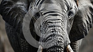 Elephant with Zebra Stripes - AI Generated