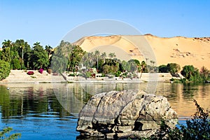 Elephantine Island on the bank of Nile River