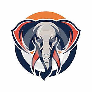 An elephants head enclosed within a circle, showcasing the majestic animals features, Generate a simple and modern logo inspired