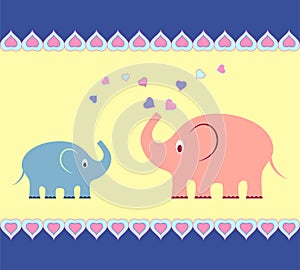 Elephants Illustrations, Elephants Card